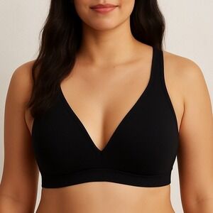 Lively Wireless Bra Black Plunge Lightly Lined‎ Everyday Comfort Size Medium